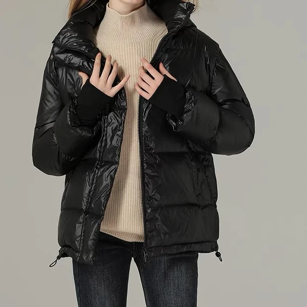 短款羽绒服羽绒服保暖时尚美拉德情侣连帽宽松加厚立领冬季女百搭