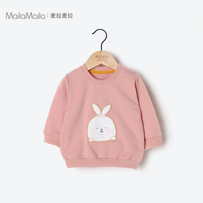 【麦拉麦拉】婴儿卫衣套头春秋季保暖打底上衣服装棉a类