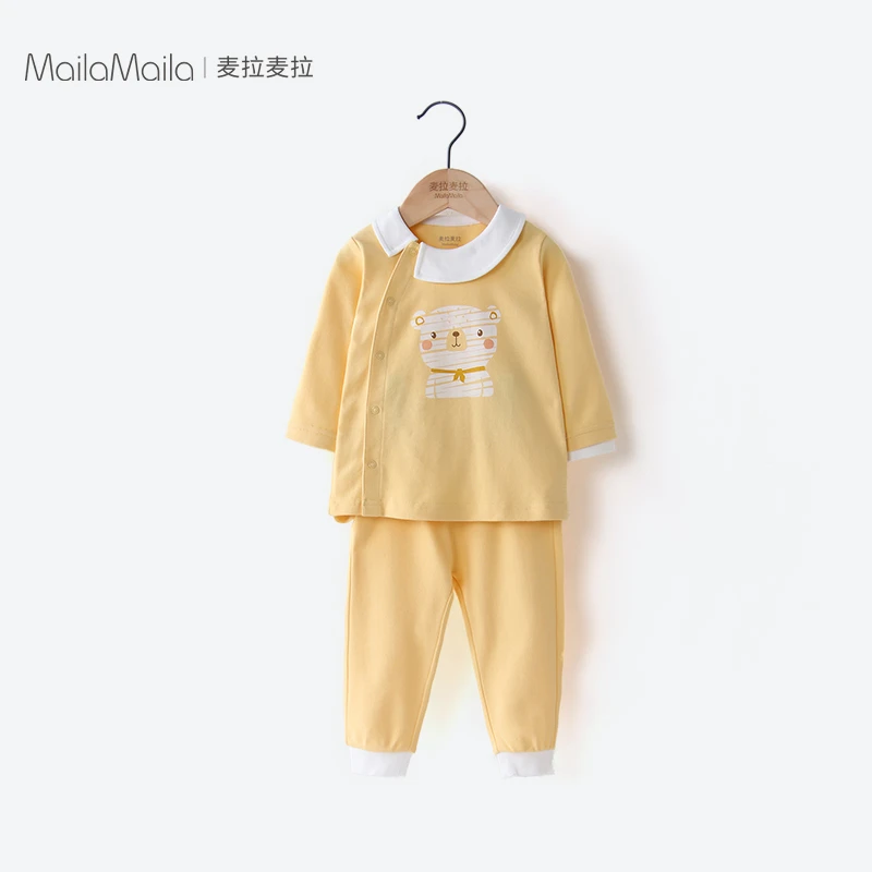 麦拉麦拉幼童套装春秋款亲肤纯棉婴儿长袖长裤两件套