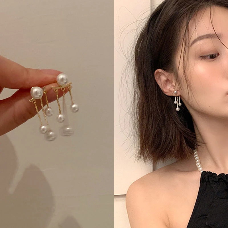冬季款仿珍珠流苏耳环ins两戴小众气质简约高级大气个性轻奢耳钉