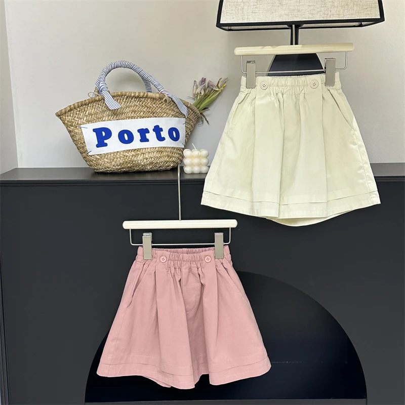 【现货】女童阔腿短裤2024夏装新款洋气儿童外穿裤子女孩宽松休闲裤