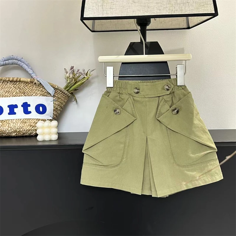 【现货】女童短裤外穿2024夏季洋气儿童百搭工装裤休闲大口袋裤子