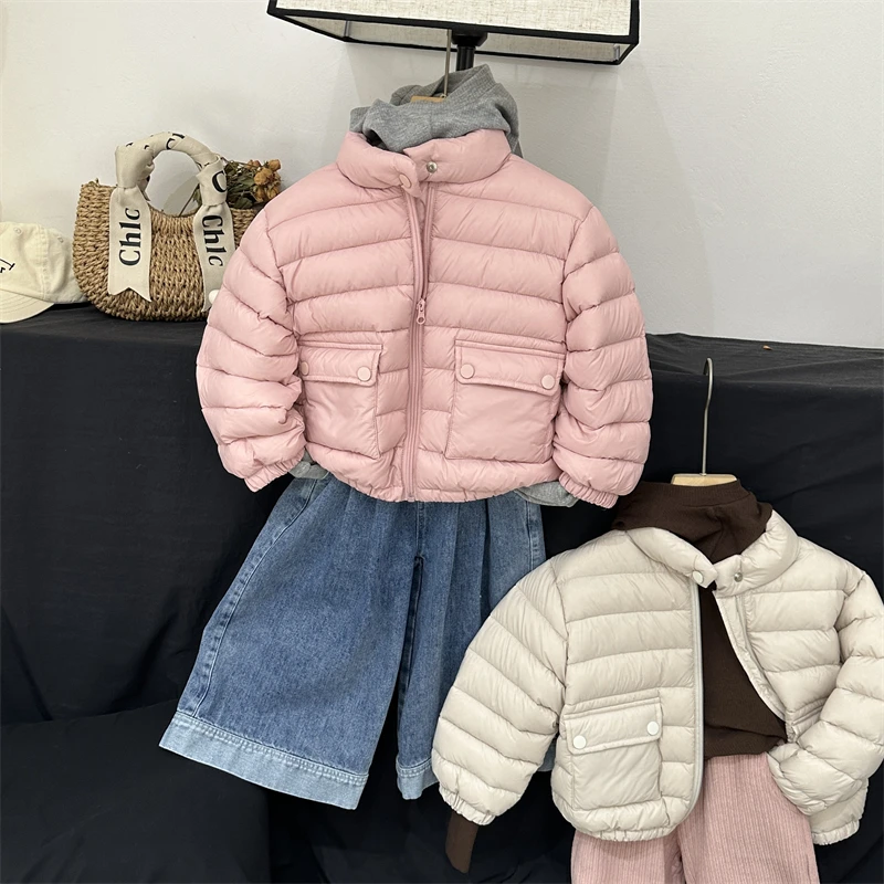 【现货】轻轻暖意儿童轻薄羽绒服秋冬款女童90白鸭绒保暖短款外套