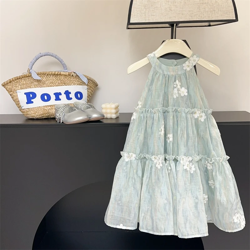 现货【光影寻梦】女童吊带连衣裙2025夏季儿童洋气裙子气质挂脖长裙