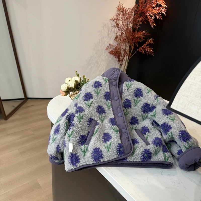 现货leomama【风信紫】 女童加厚冬装棉服2025儿童双面穿棉袄外套