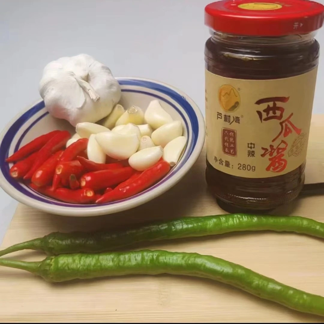 淮南特产西瓜酱芦村湾黄豆酱中辣特辣酱豆夹馍下饭菜家乡特产美食