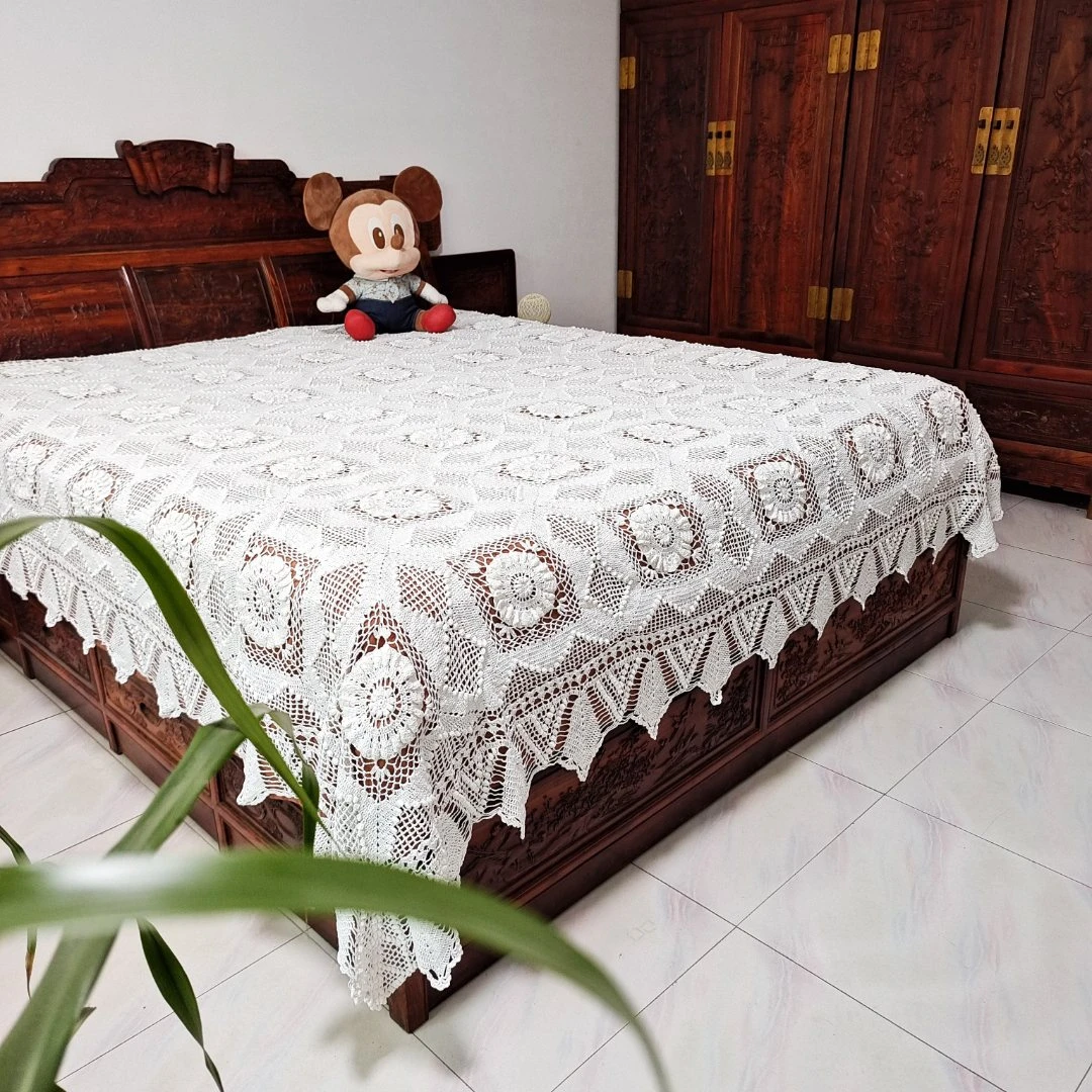 Z87  白色（230*260cm）手工钩针床罩 可DIY窗帘