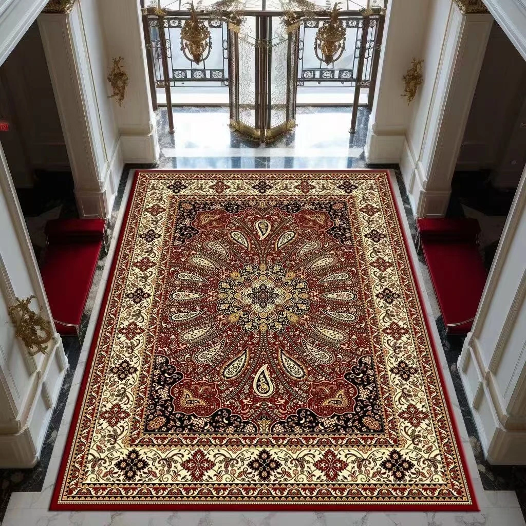 出口复古风大客厅加厚仿羊绒棉麻背部底茶几垫地毯大地毯