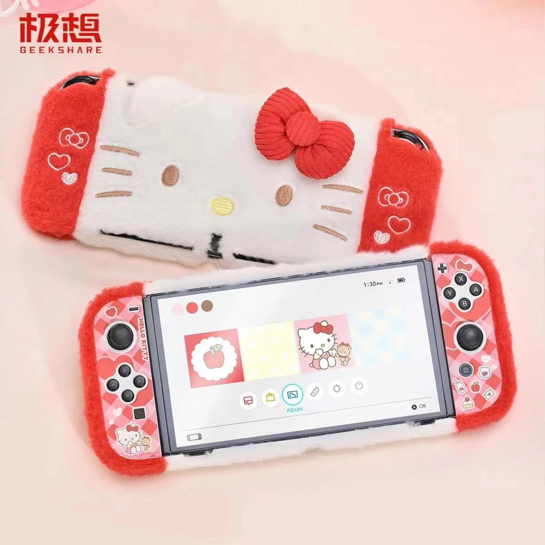 极想x三丽鸥Switch OLED保护壳毛绒保护套软壳Hello Kitty联名款