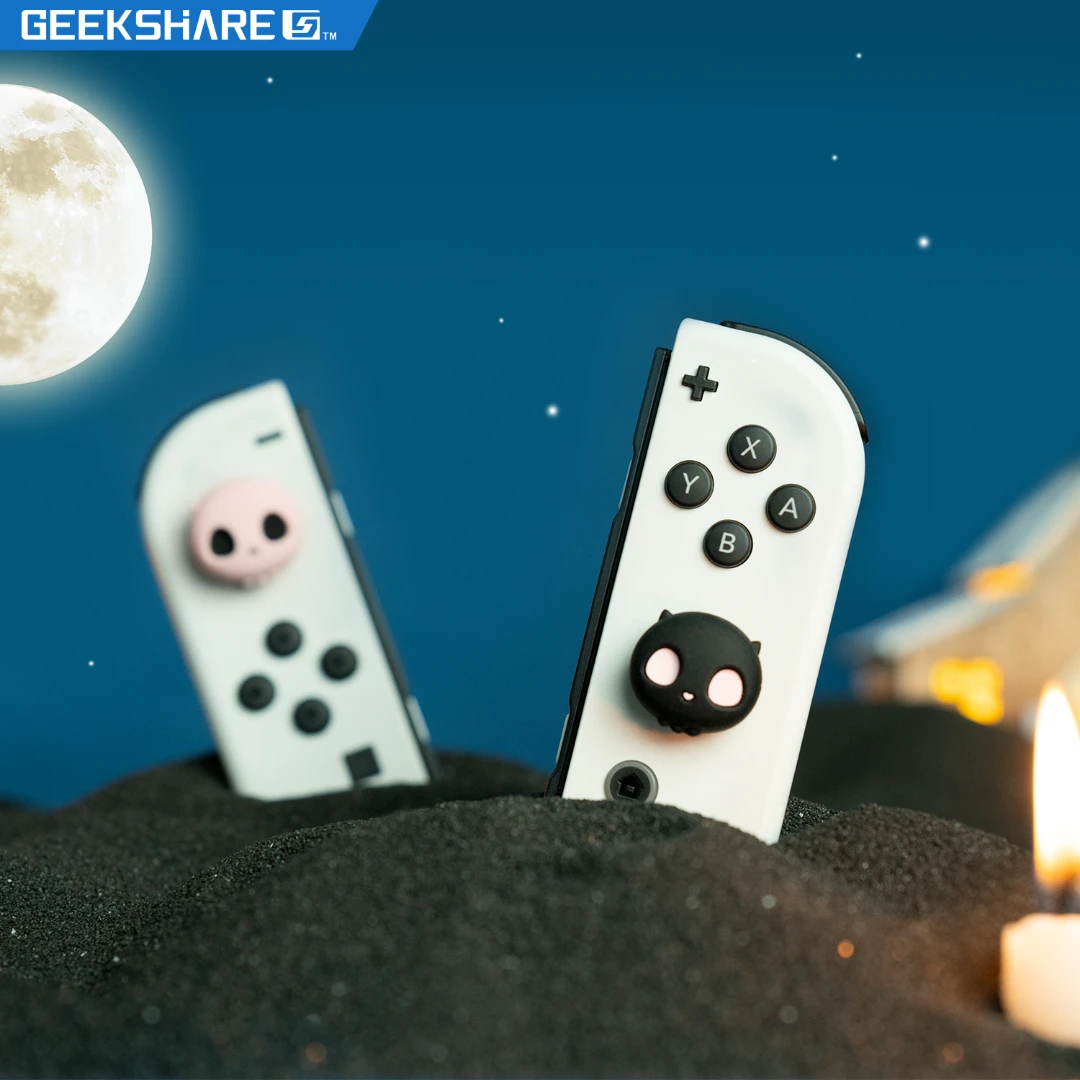 GEEKSHARE/极想任天堂switcholed摇杆帽ns硅胶手柄保护套甜心骷髅