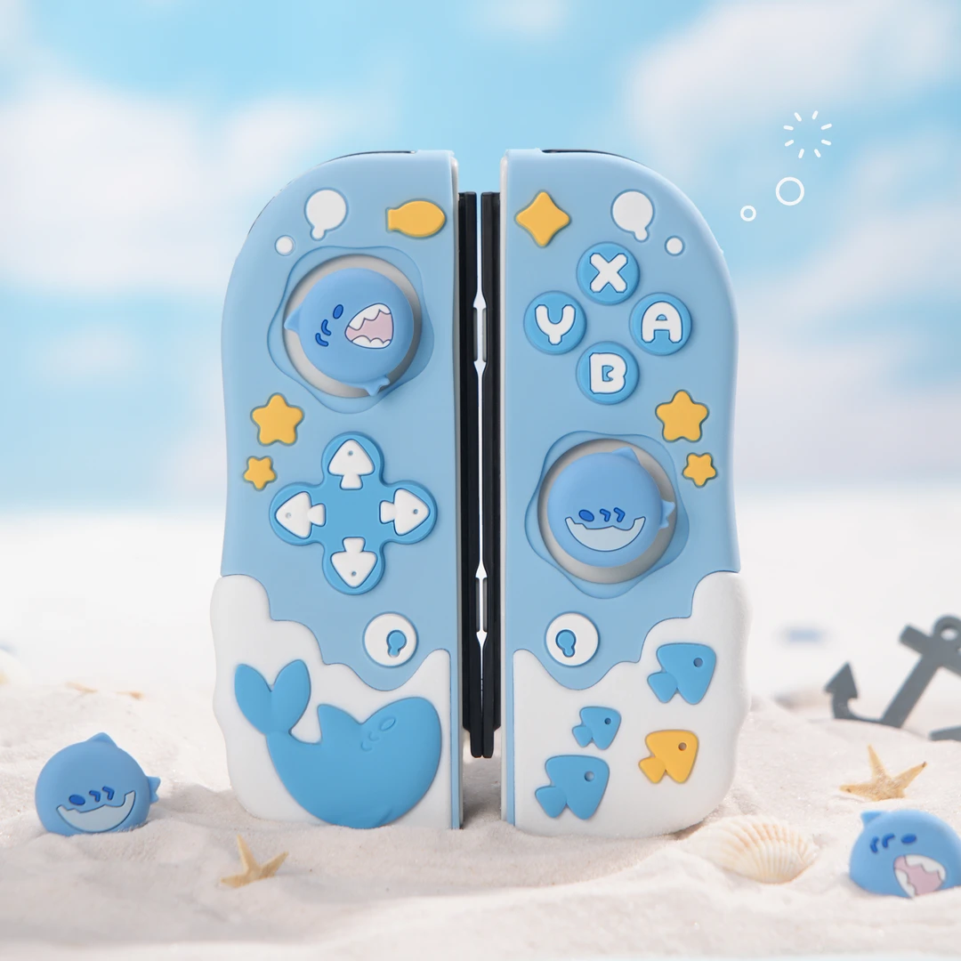 极想Switch保护壳套装Joycon手柄保护套分体式全包按键鲨鲨派对