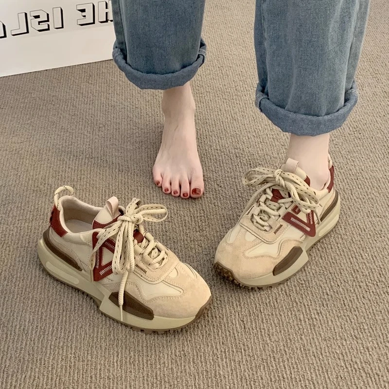 显脚小厚底阿甘鞋女2023秋季新款小众复古轻便德训鞋老爹鞋