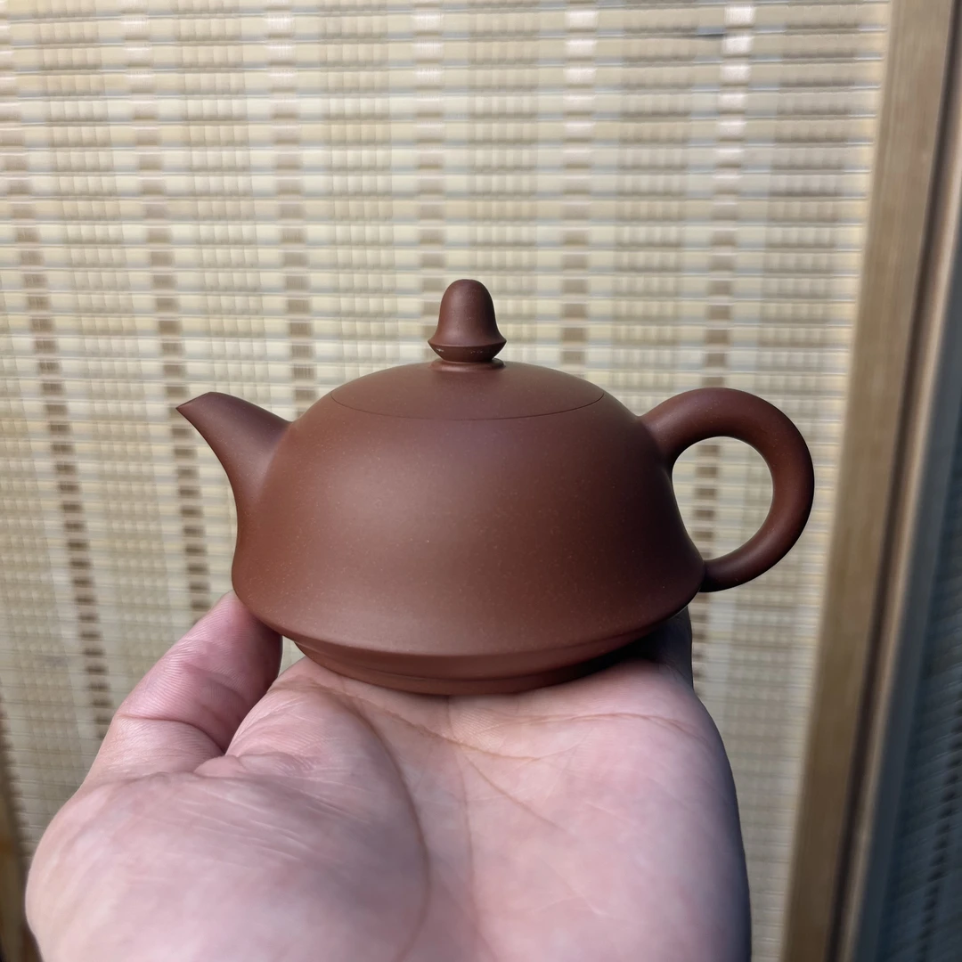陈钿玲珑壶满天星紫朱泥潮州全手工原矿朱泥手拉壶110cc