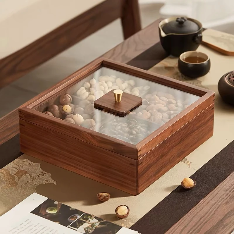 实木果盘新中式糖果盒轻奢高档坚果盘客厅家用茶几干果零食收纳盒