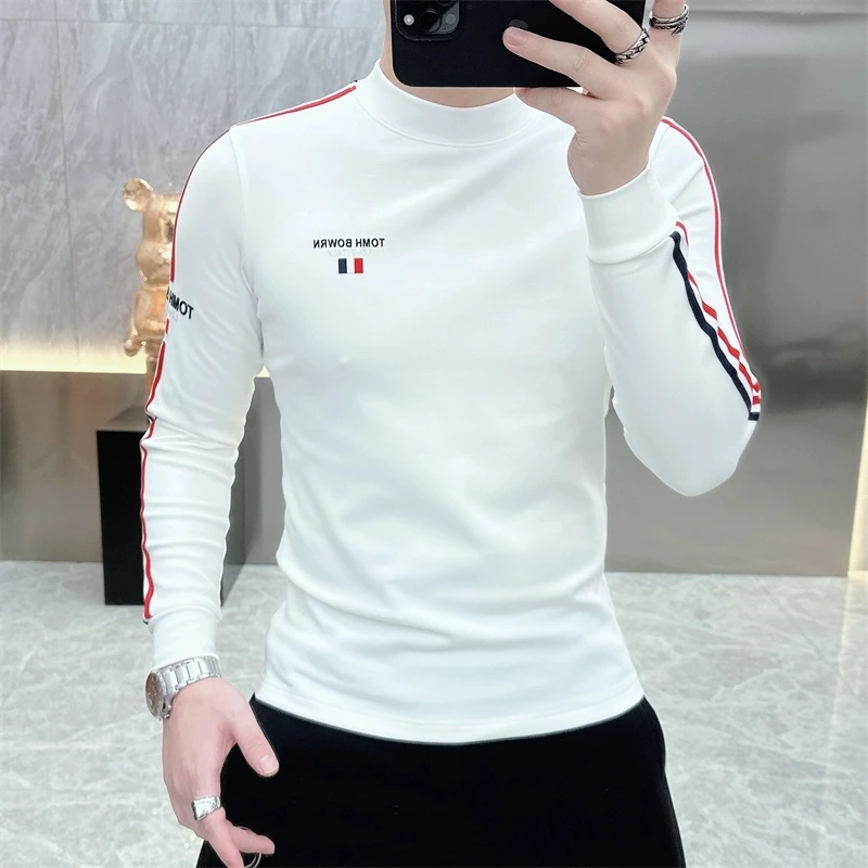 2025秋冬新款男士时尚百搭简约德绒保暖修身百搭打底长袖卫衣6670