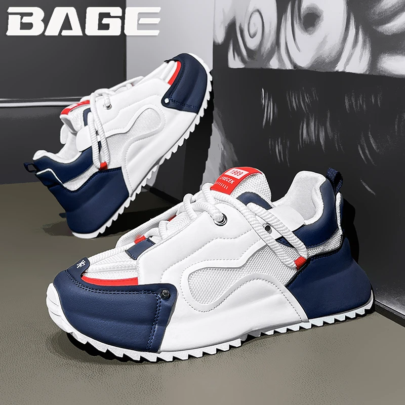 八哥阿甘男鞋冬季透气网面潮流百搭包底男士休闲增高运动老爹潮鞋