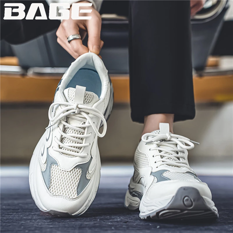 八哥阿甘男鞋2025新款冬季潮流百搭跑步休闲男士厚底运动老爹潮鞋