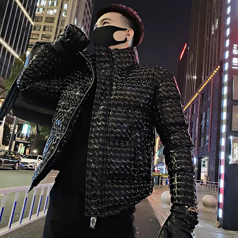 亮面棉衣外套男冬季潮牌保暖棉服2023新款冬装衣服潮流短款棉袄帅