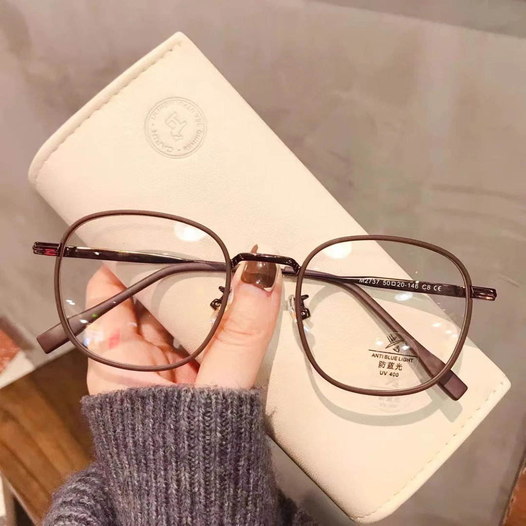 防雾近视眼镜框女显白栗子棕素颜小豹纹茶色磨砂咖方框防蓝光男
