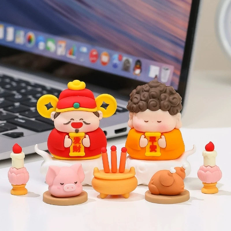 工位小财神摆件解压财神爷客厅装饰招财治愈办公室摆件车内装饰品