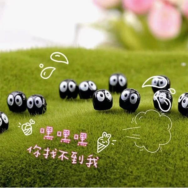 可爱呆萌迷你黑炭小黑煤球灰尘精灵千与千寻龙猫动漫夜光小摆件