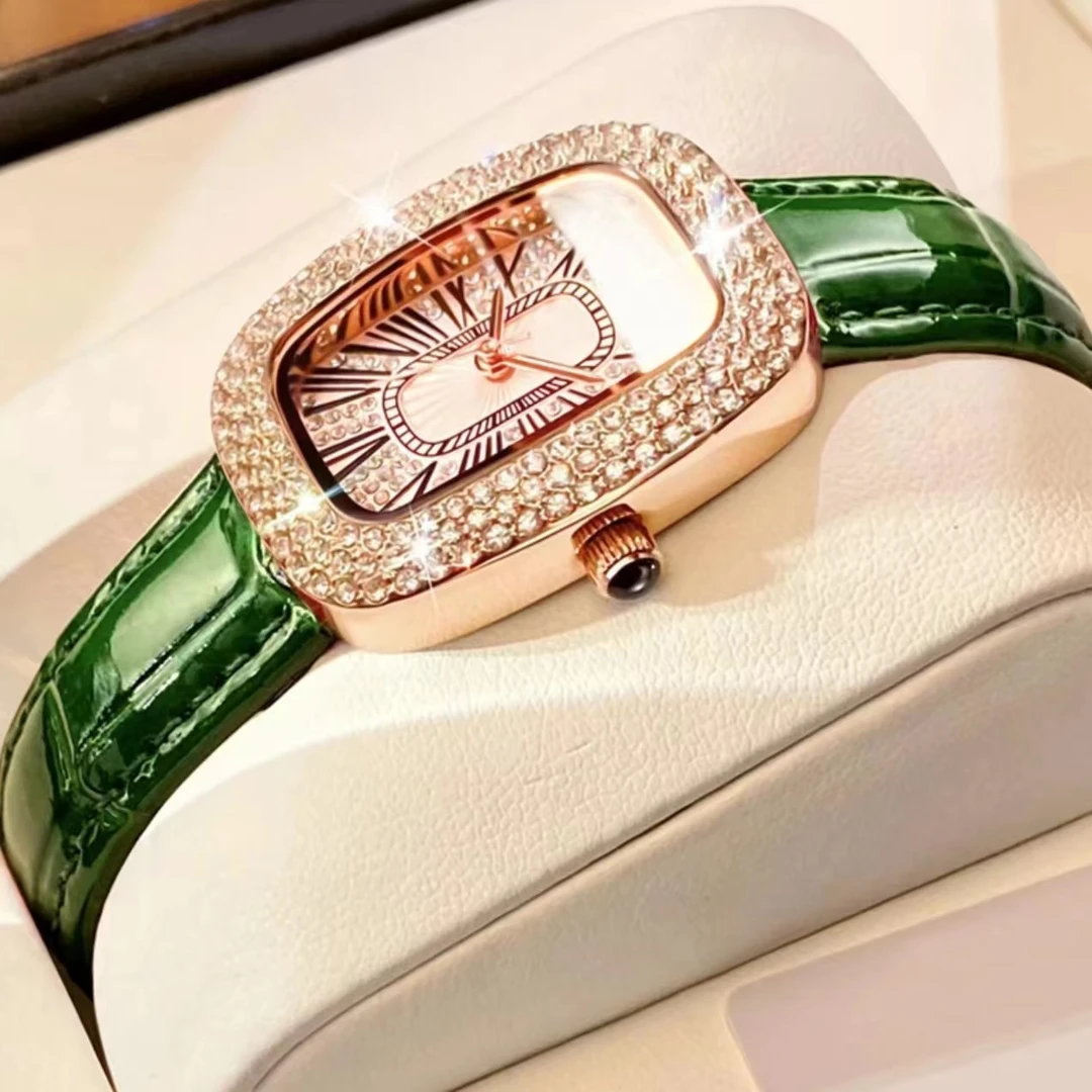 冠岚专柜品质手表女士小绿表轻奢百搭潮流时尚简约气质精致腕表