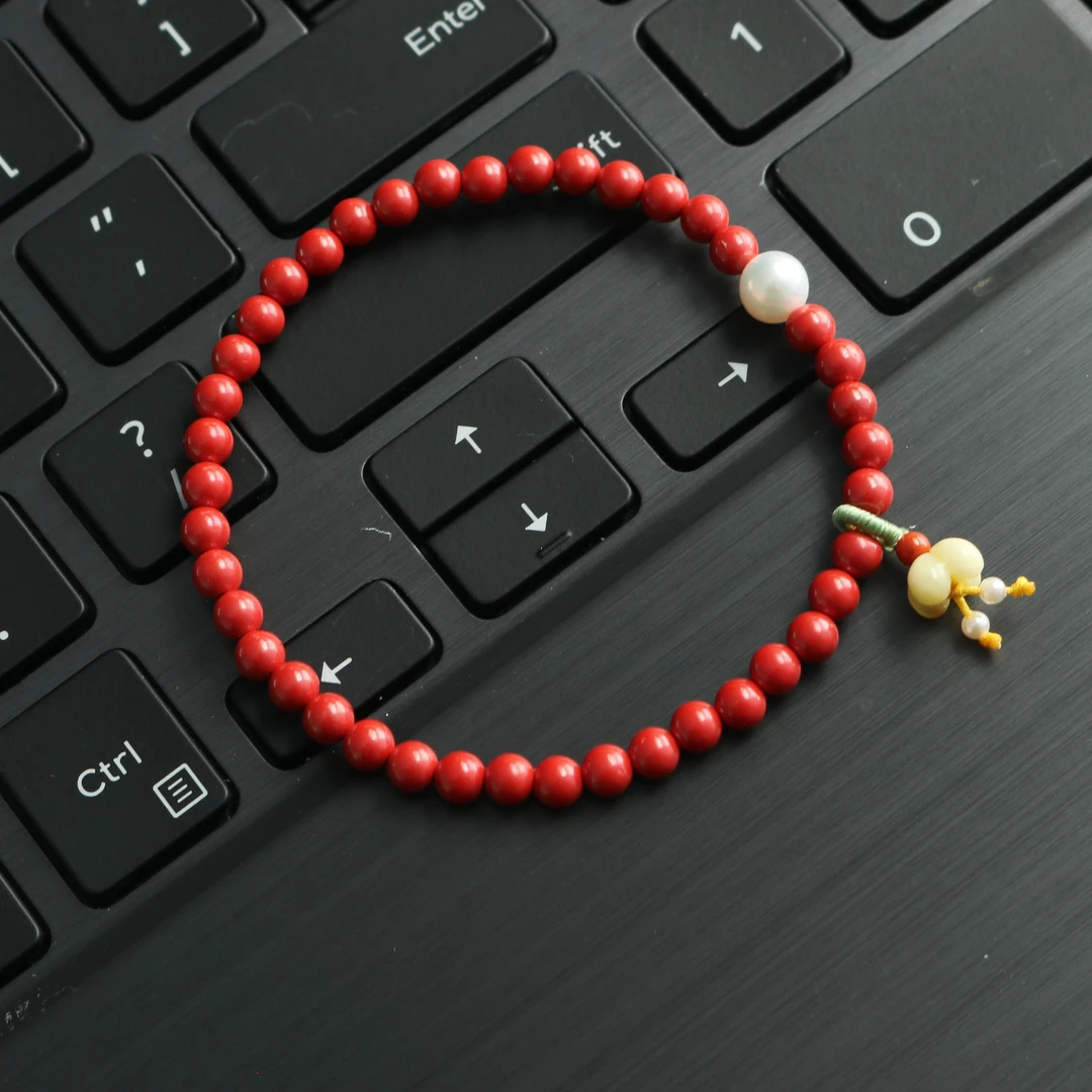 含辰砂工艺品朱砂女士手链红色手串手绳天然朱砂手串