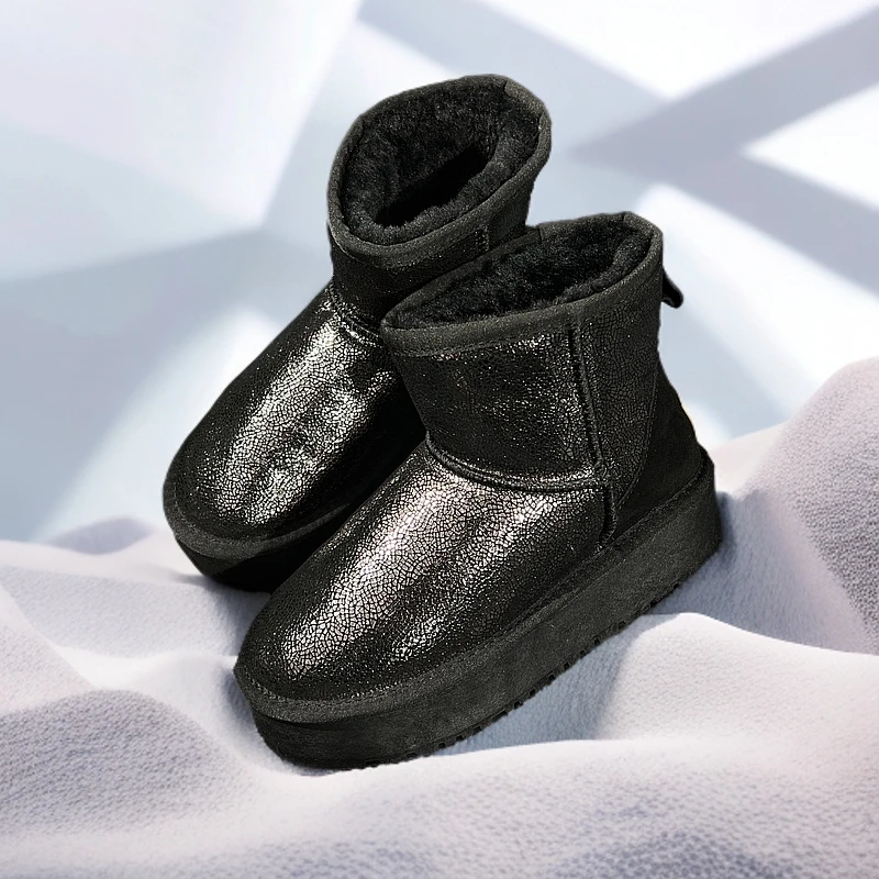 周冬雨同款厚底5厘米雪地短筒靴雪地靴加绒女冬季增高加厚棉鞋