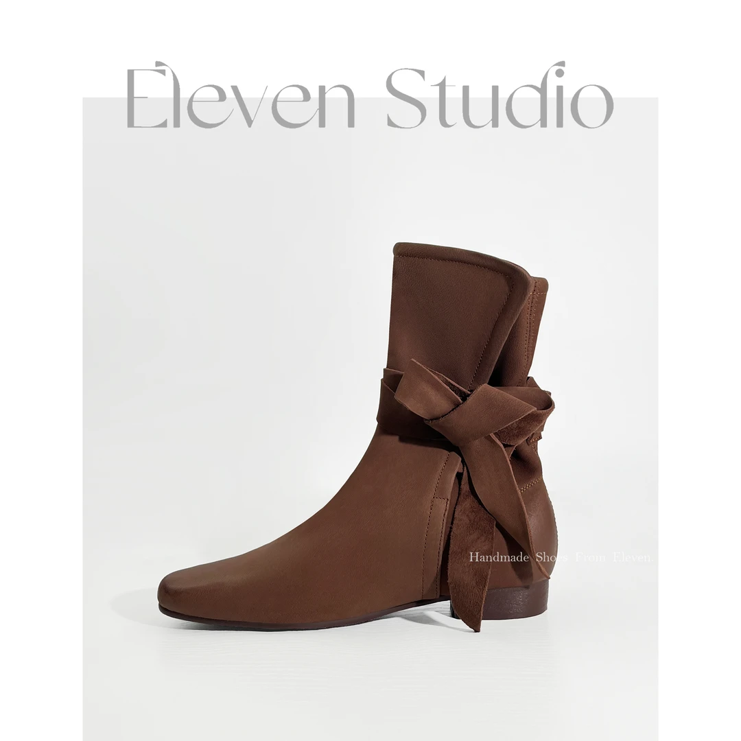 【Eleven‘shoes】3.5CM 气质绑带小众时尚短靴/缠绕