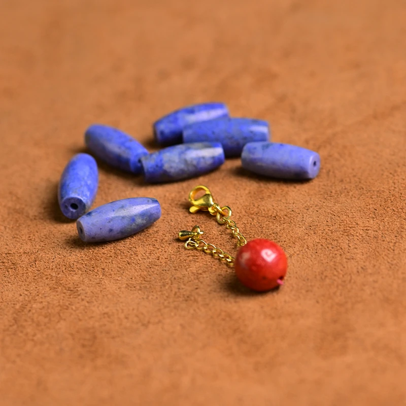 含辰砂工艺品天空蓝桶珠  吊坠单珠 A001