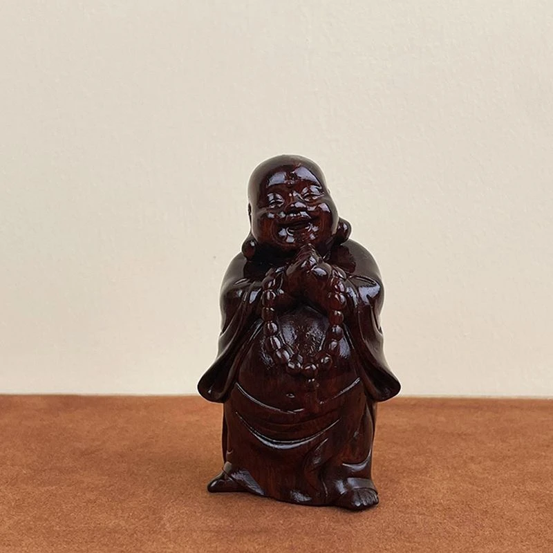 紫檀木弥勒佛手把件摆件恭喜发财造型收藏送人装饰
