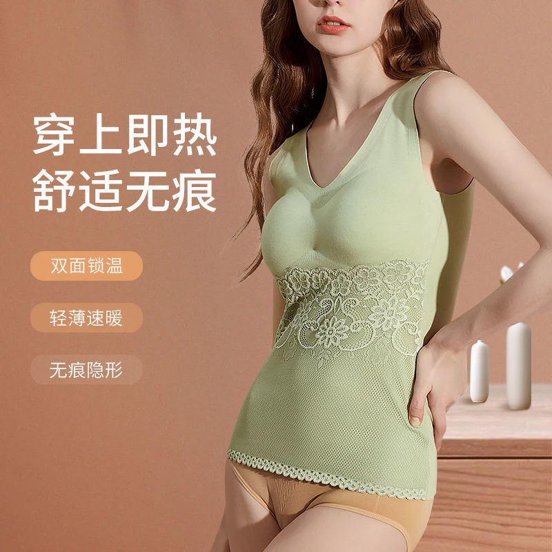 2024冬季新款保暖背心带胸垫德绒加厚保暖内衣女吊带贴身打底衫60