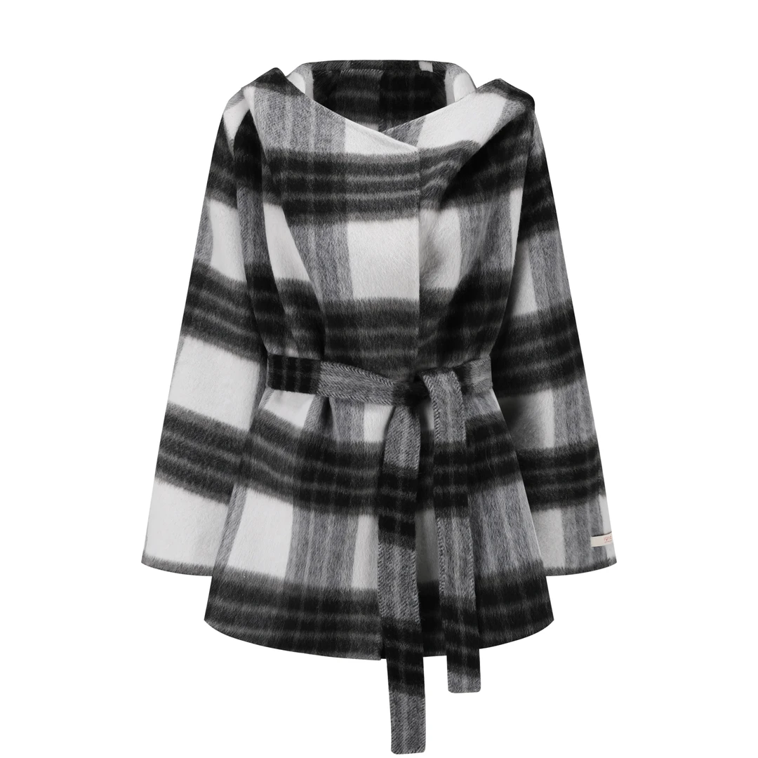 JUJO百搭保暖格子纯手工羊绒斗篷J5D132195