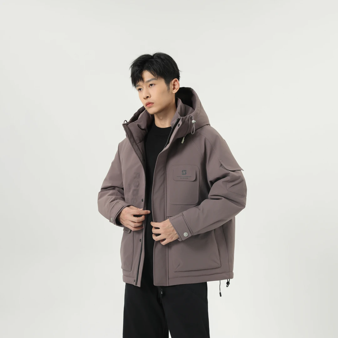 S858新品新国标90白鸭绒短款连帽户外通勤简约时尚羽绒服