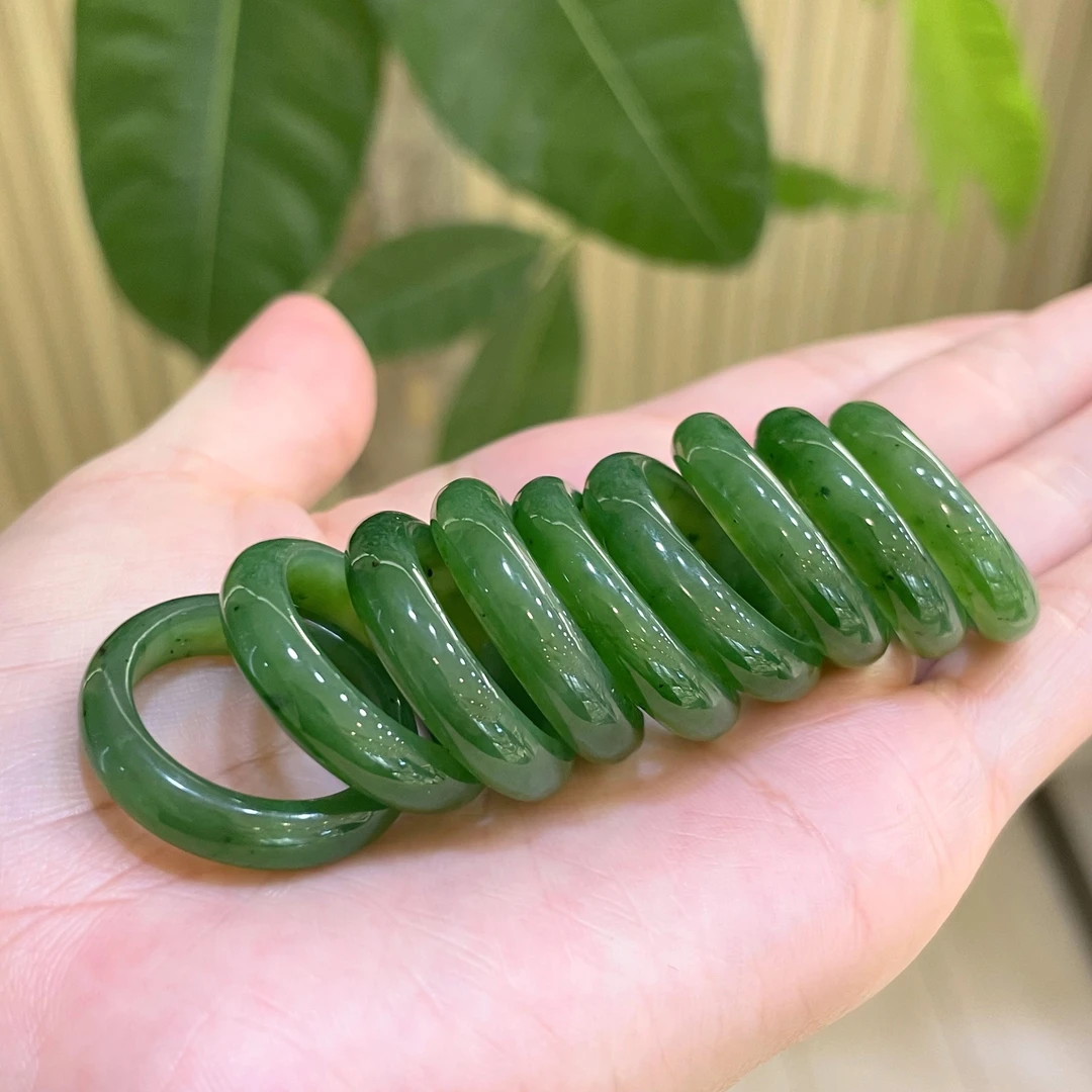 和田玉碧玉戒指窄版戒圈指环绿色精美满色时尚