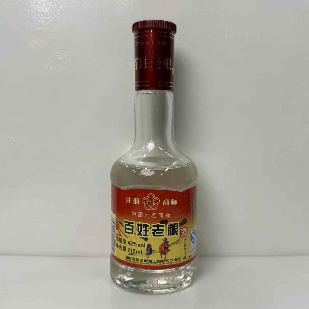 杏花百姓老根光瓶小酒纯粮酿造清香型白酒42度215ml