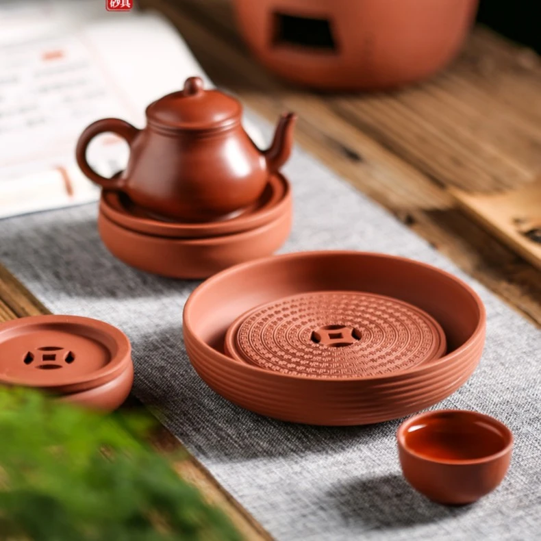 潮州朱泥手拉养壶承壶紫砂杯垫养壶底座杯托小茶盘蓄水台功夫茶具