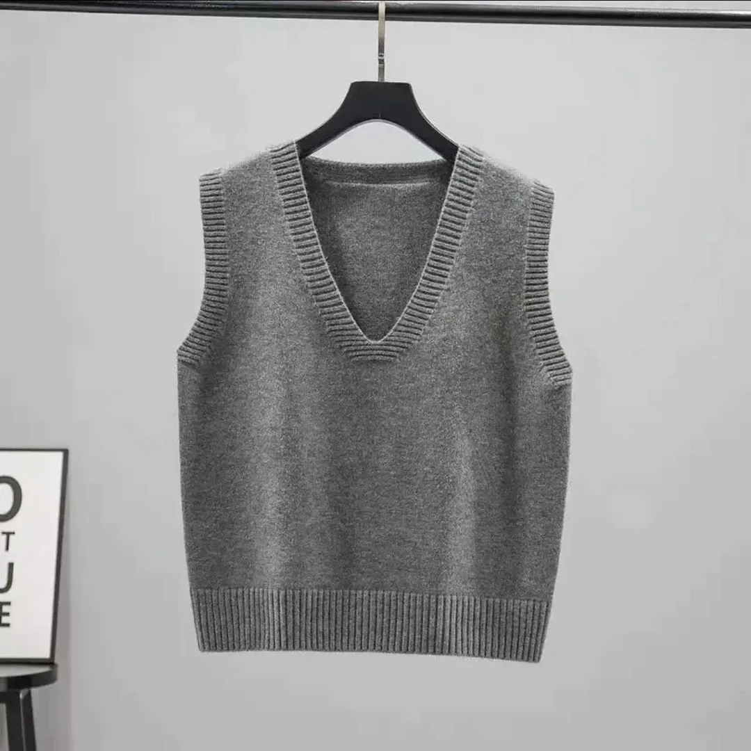 v领马甲背心女针织衫秋装2024新款简约宽松无袖上衣叠穿毛衣马夹