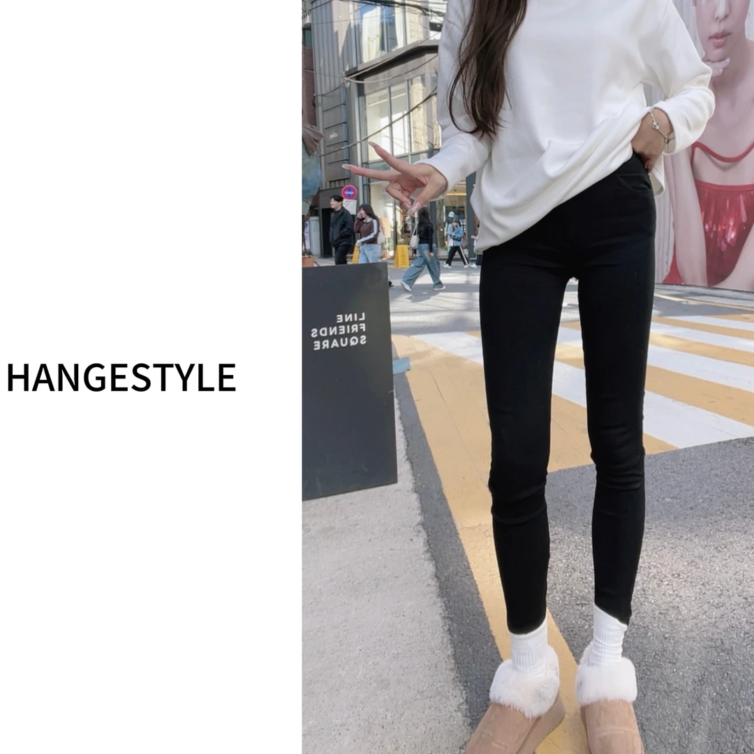请叫我大韩秋冬加绒小黑裤