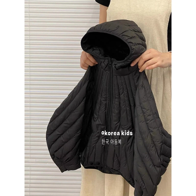 韩版棉服童装女童宝宝短款儿童外套冬装棉服连帽冬装廓形加厚外套