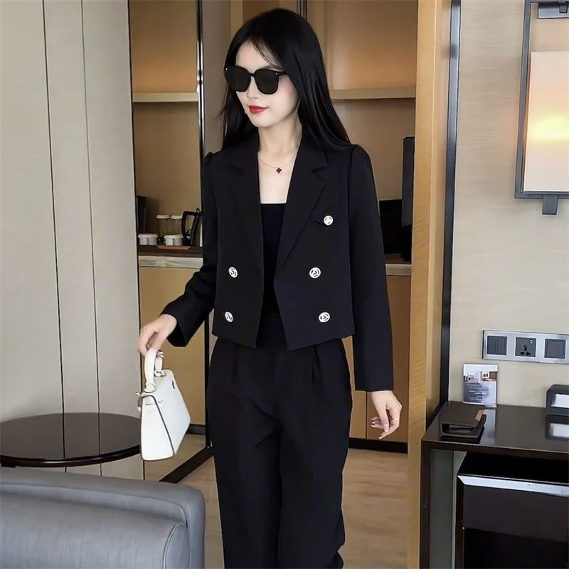 时尚高腰女士西服套装气质洋气休闲职业春秋款小个子网红两件套