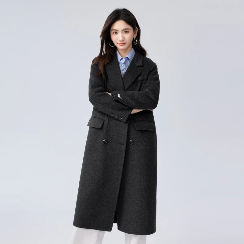 伊芙丽冬款新款绵羊毛大衣双面呢外套1FA971351W