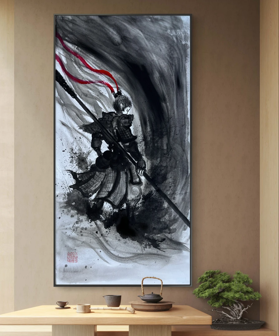 装饰挂画高清《齐天大圣》黑神话手悟空家居挂画装饰画绘丙烯画水墨