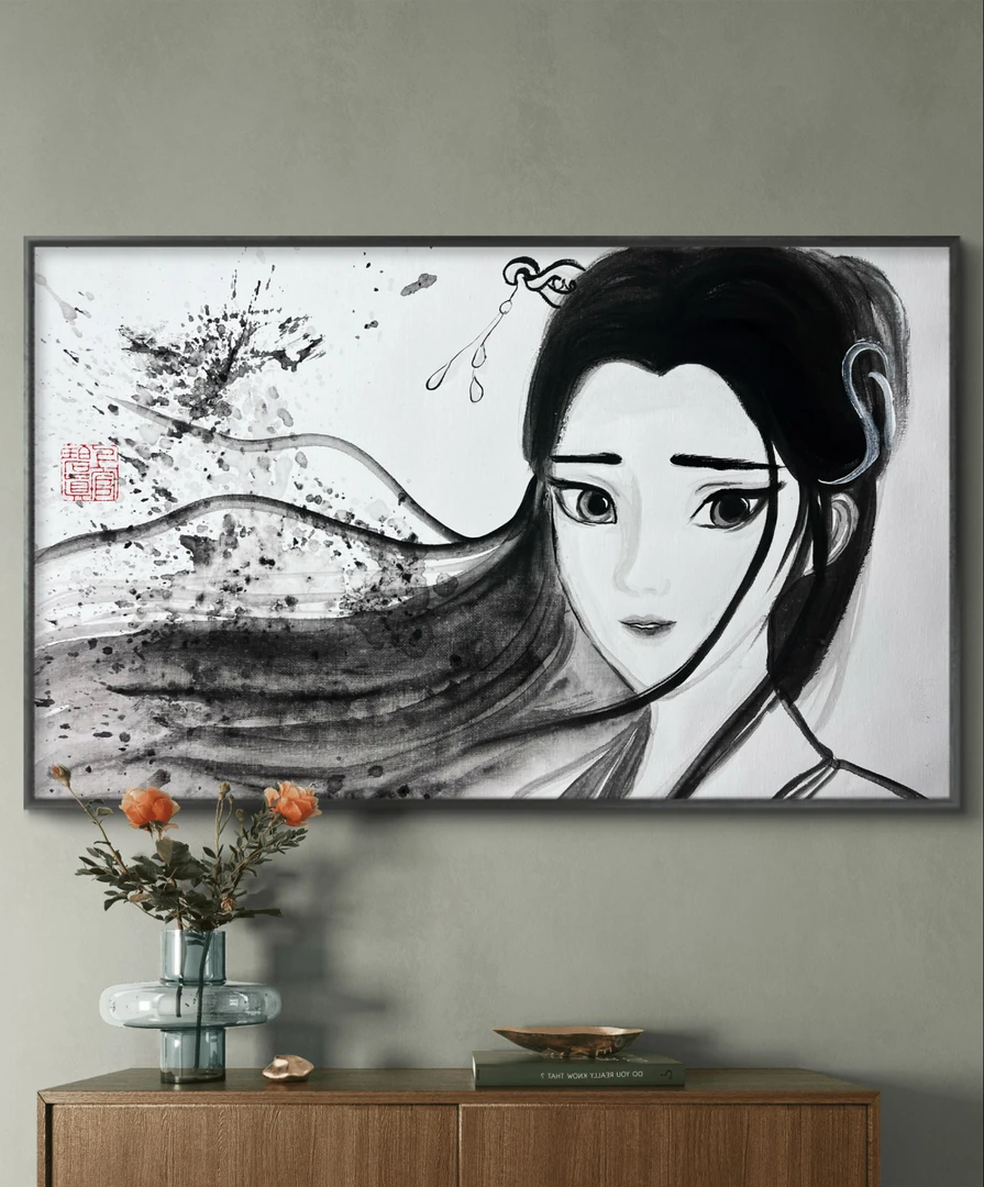 装饰挂画高清《白蛇·浮生》小白水墨画风丙烯画许仙白娘子爱情