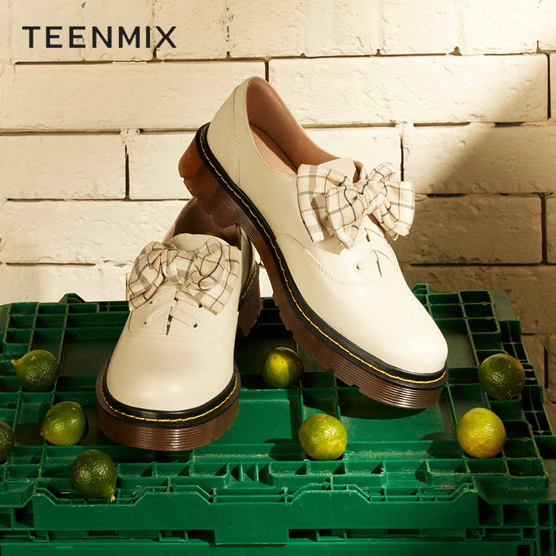Teenmix/天美意新款商场同款蝴蝶结休闲百搭女单鞋CR127AM3