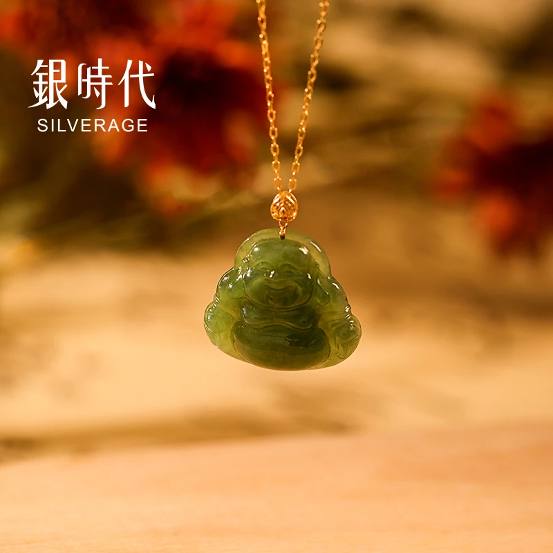 【碧玉18k金系列】 佛公吊坠 精致菠菜绿气质