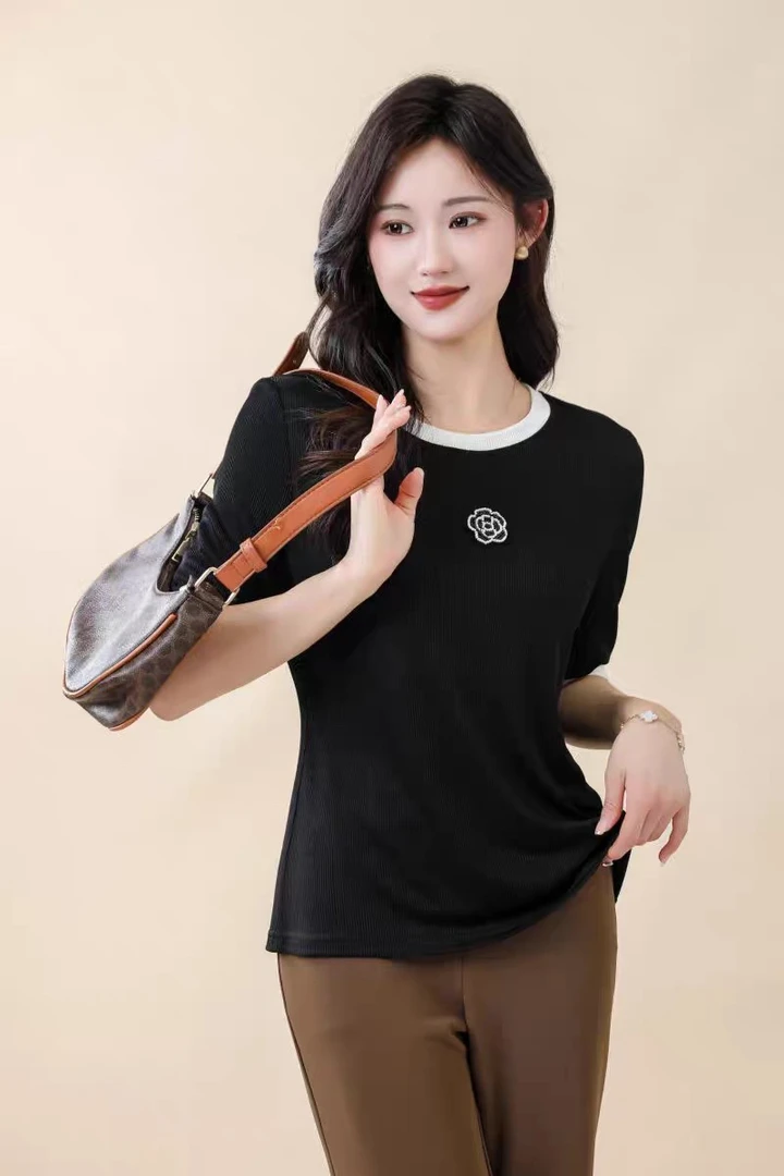 【MG69玫瑰短袖T恤】运动时尚休闲百搭女士夏季印花圆领显瘦半袖