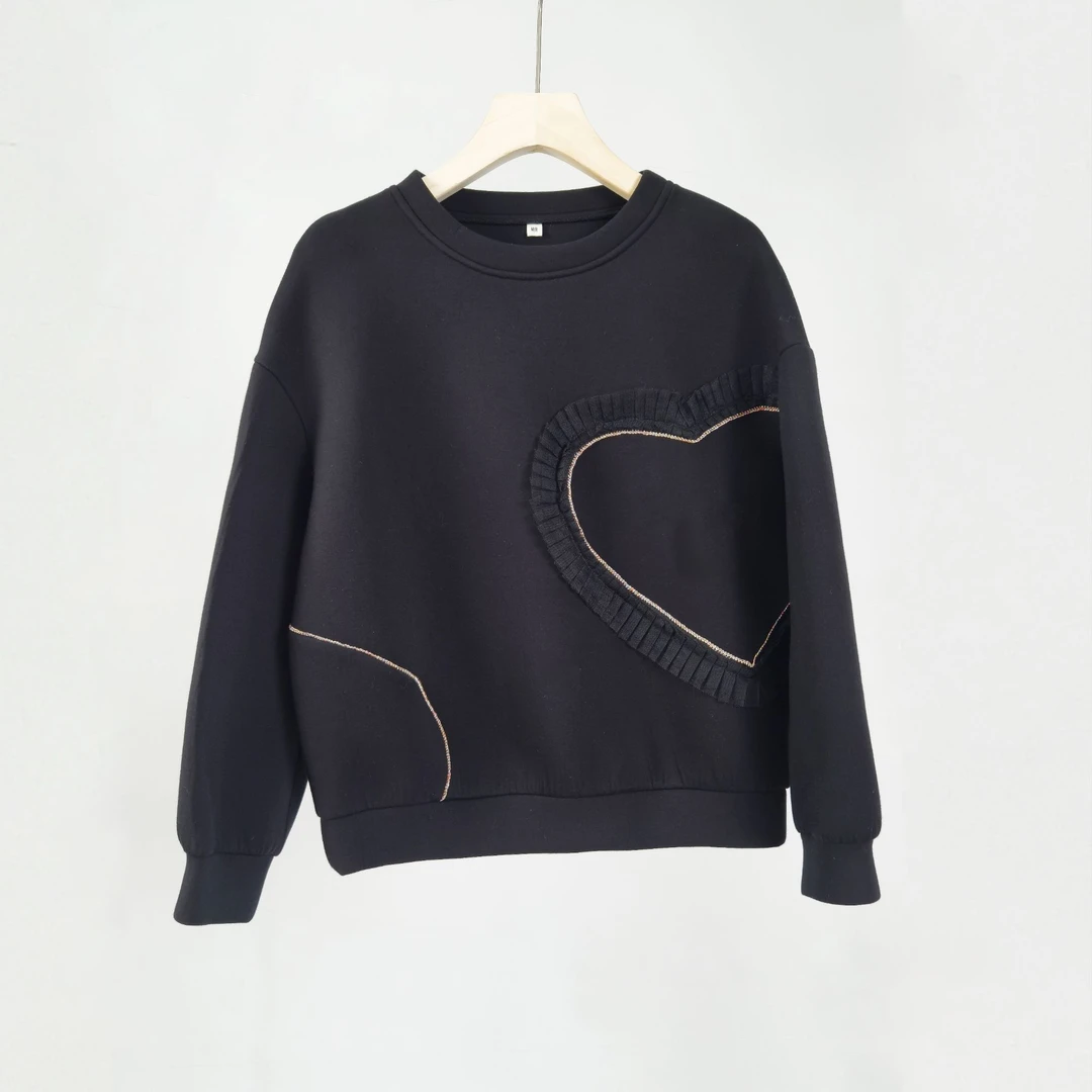 【JX8012】2024新款女士长袖时尚两色百搭圆领卫衣