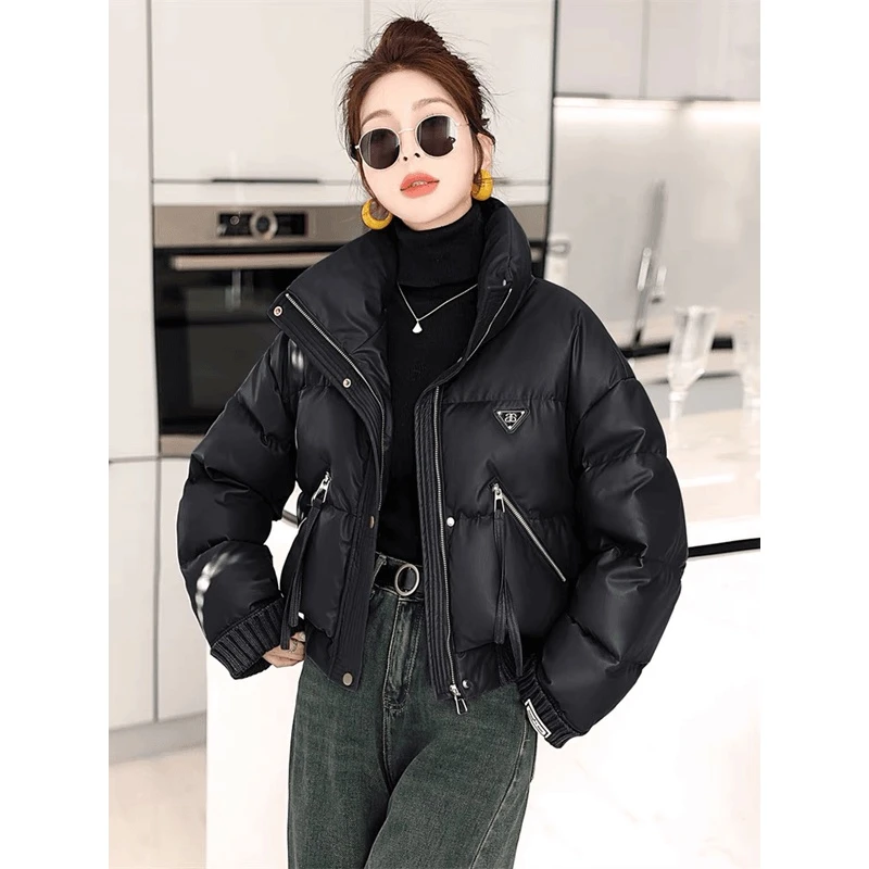 【90鹅绒】小皮衣网红短款时尚百搭免洗韩版冬季休闲羽绒服通22411