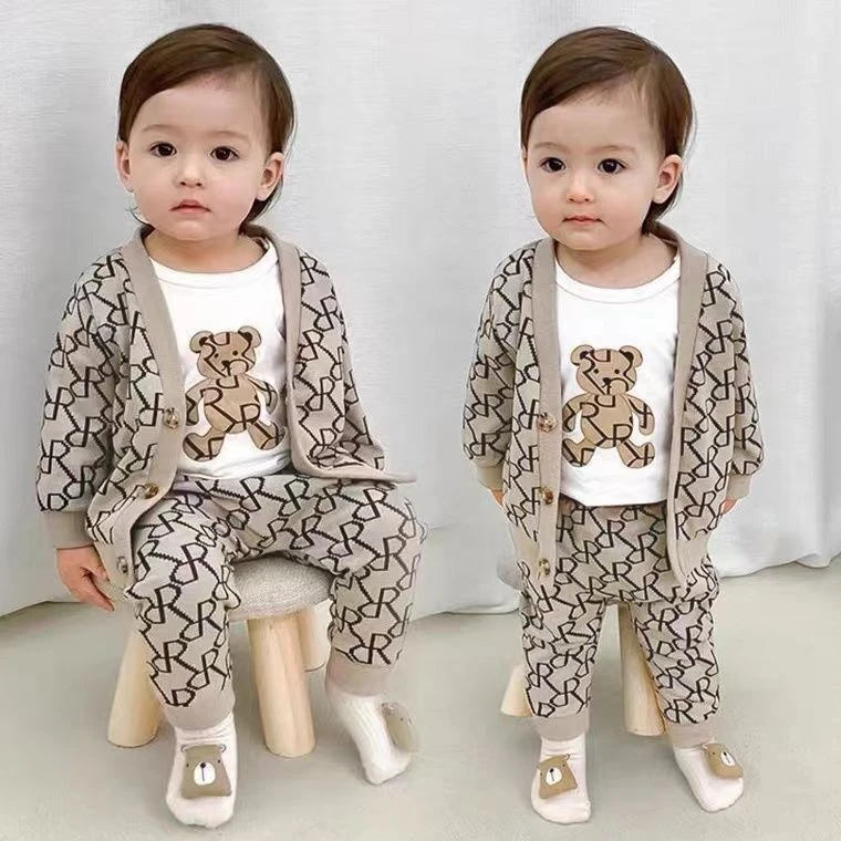 【新款三件套】婴幼儿宝宝春秋套装卡通字母时尚洋气长袖外套卫科学